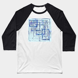 Geometric chaos in blue Baseball T-Shirt